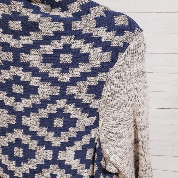 VINTAGE HAVANA TRIBAL FRINGE DUSTER NAVY & GRAY, SZ LARGE - Picture 10 of 14